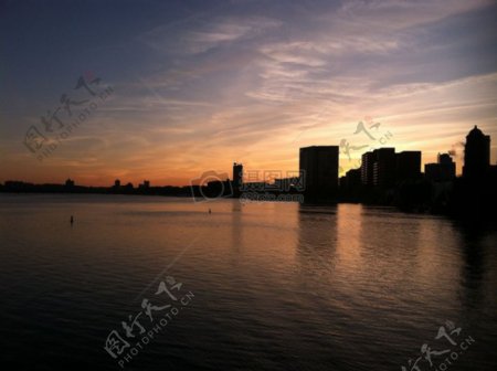 日落地平线黄昏黄昏波士顿