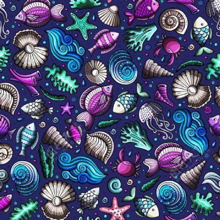 蓝紫色海洋生物背景