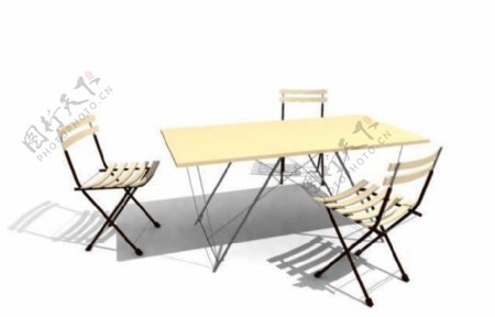 MAX3人餐桌椅3D模型