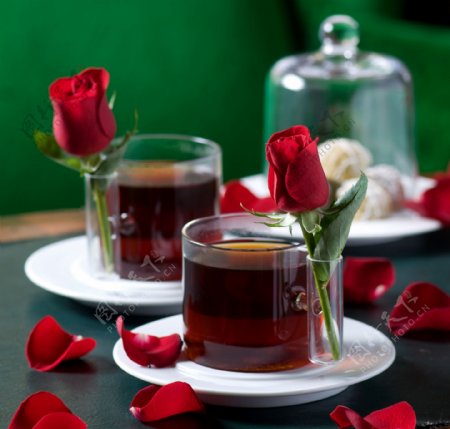 玫瑰花与红茶图片