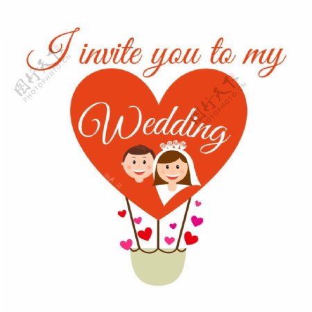 扁平化婚礼卡片设计模板图片