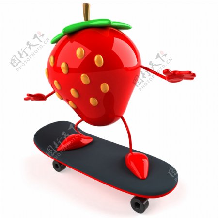 草莓滑板车装饰画