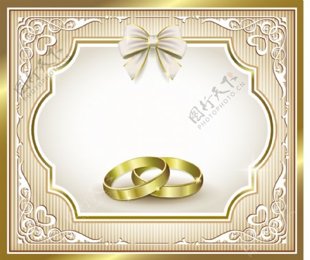 金色婚礼卡片边框素材模板下载