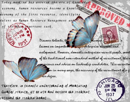 蝴蝶与邮票印章图片
