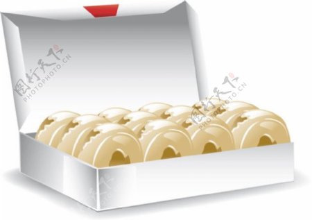 盒子里的白色甜甜圈图片