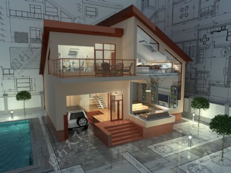 别墅内部模型设计