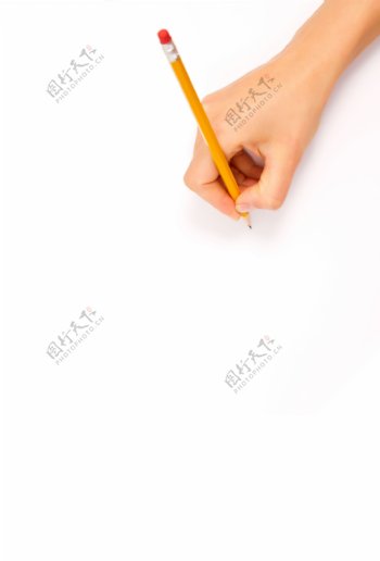 用铅笔写字的手图片