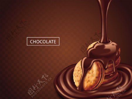 巧克力饼干海报矢量