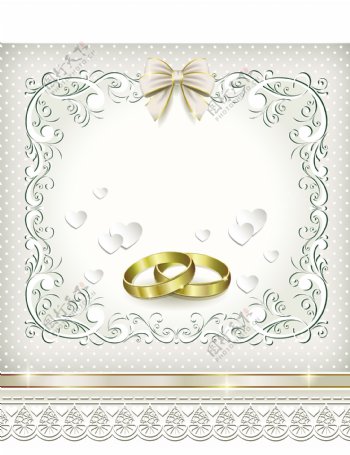 戒指与爱心婚礼花纹模板下载