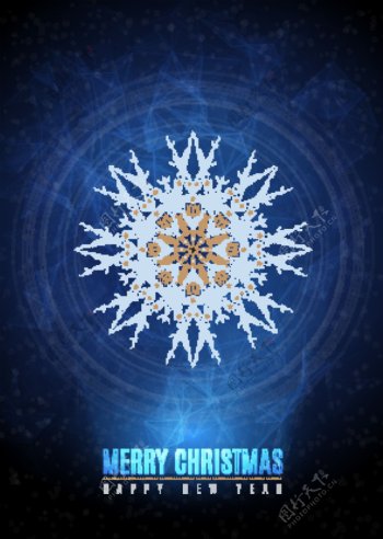 蓝色雪花图案圣诞海报矢量素材下载