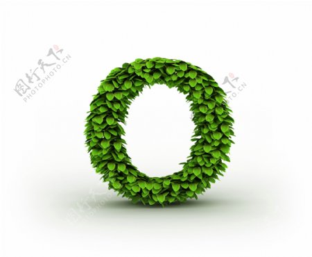 绿叶立体字母O