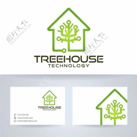 绿色环保房屋标志图片