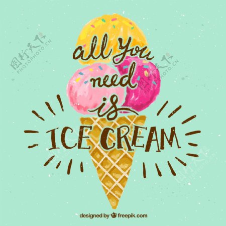 卡通甜筒冰淇淋