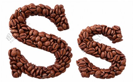 咖啡豆组成的字母S图片