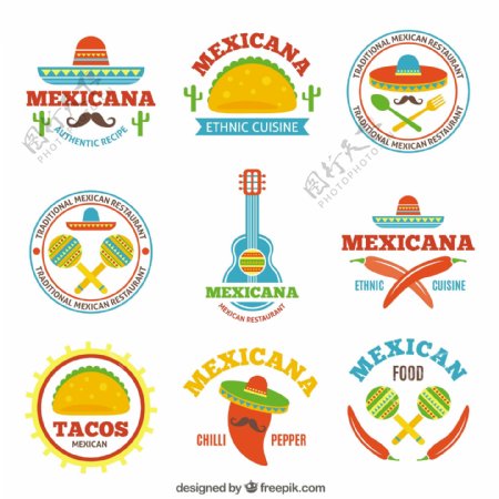 美味的墨西哥食品标志