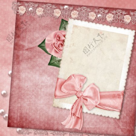 粉色花朵贺卡背景