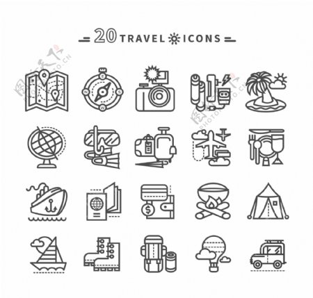 20旅游图标矢量素材