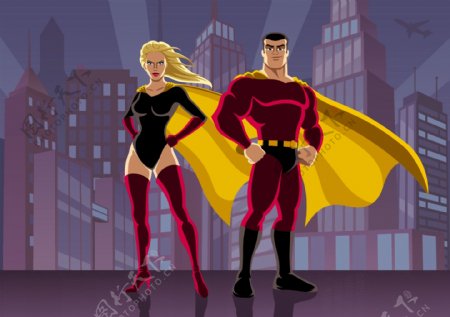 卡通女超人与男人超人