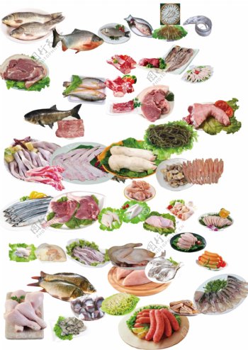 超市水产肉品生鲜分层抠图商品