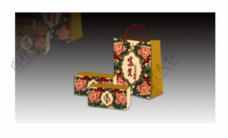 富贵牡丹素雅欧式风包装盒