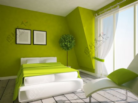 绿色风格卧室装修设计图片