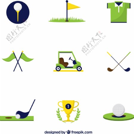9高尔夫创意图标矢量