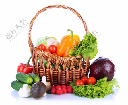 篮筐内的蔬菜图片