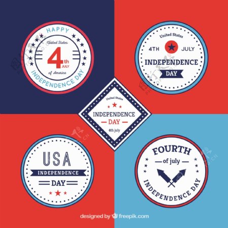四个美国独立日装饰标签