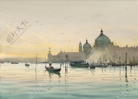 威尼斯风景油画图片