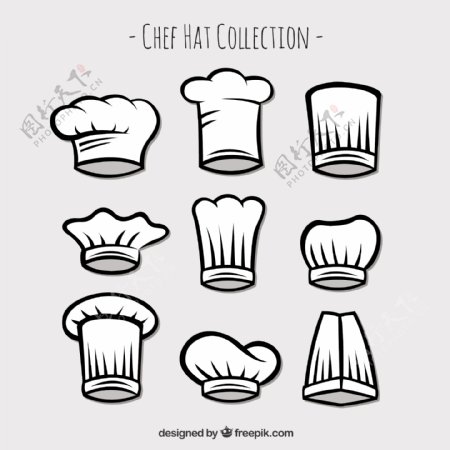 各种手绘厨师帽子图标