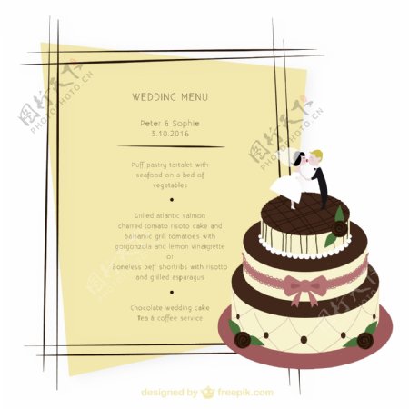 创意婚礼蛋糕菜单矢量素材
