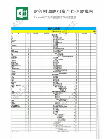 财务利润表和资产负债表模板Excel文档