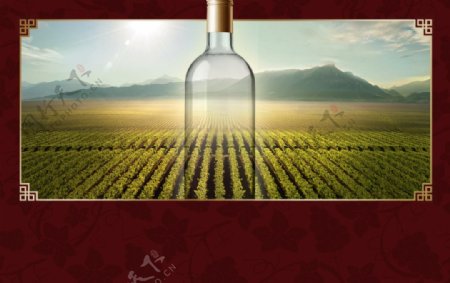 葡萄庄园红酒透明酒瓶