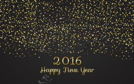 2016新年黑色背景金色海报