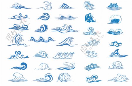 传统水波纹样式矢量图素材