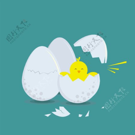 鸡蛋里浮出可爱的小鸡背景图
