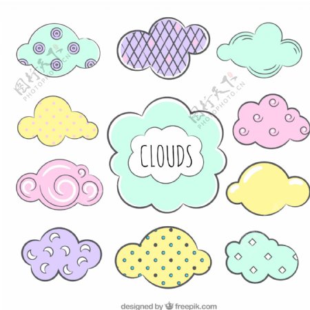 各种柔和的颜色装饰的云