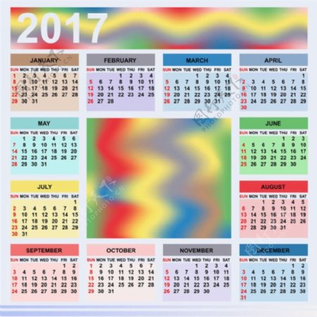 彩色霓虹2017年日历图片