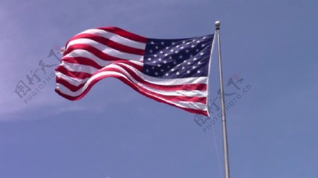 美国国旗风中飘扬视频