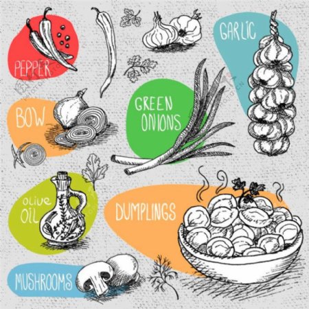 蔬菜美食素描图片