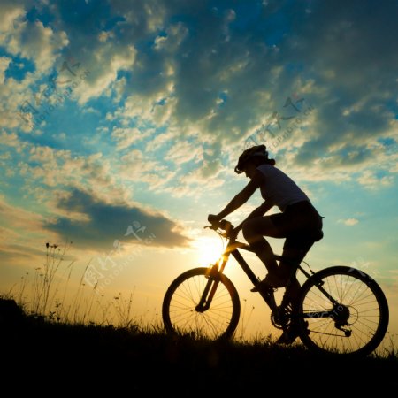 野外骑自行车的女人图片