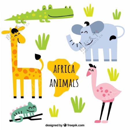 可爱非洲动物矢量素材图片