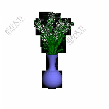 蓝色花瓶插花高清素材