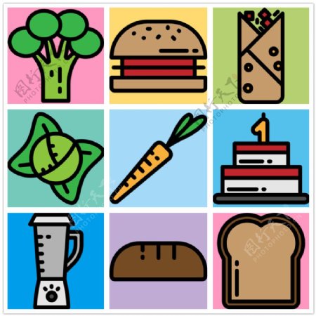 食物矢量icon图标
