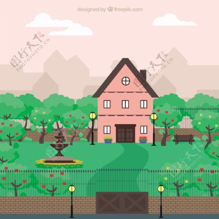 可爱的粉红色的房子图片