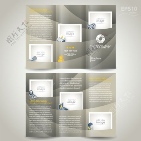 灰色三折页企业手册图片