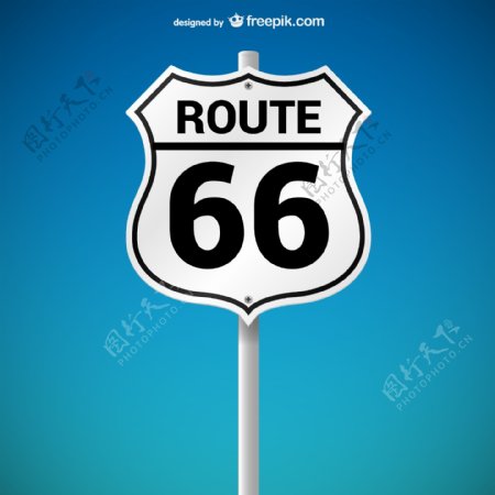 美国66号公路路牌矢量素材