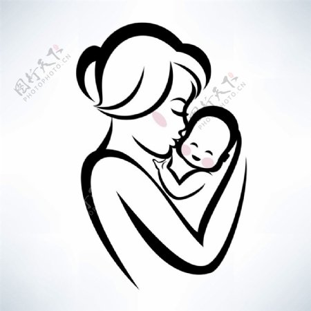 黑色线条母婴标志图片