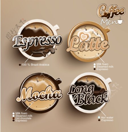 精致咖啡标签设计矢量素材