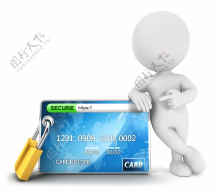 金融3D小人与银行卡图片